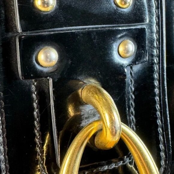 Salvatore Ferragamo Vintage Wicker Lock Patent Leather Shoulder bag with COA - Picture 4 of 14